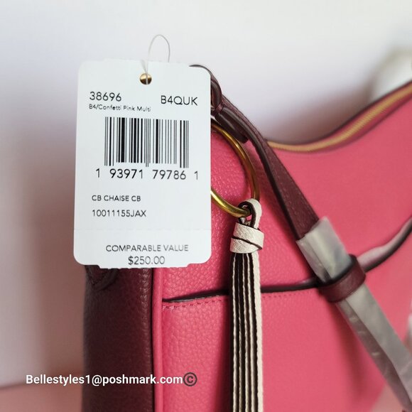 COACH Chaise Colorblocked Pebbled Leather Crossbody- Confetti Pink Multi 🎈$195. - Picture 15 of 16